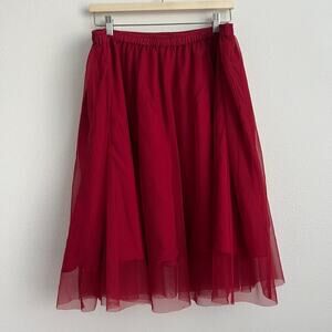 De Collection Tulle Skirt Womens XL Red Mini Flaw